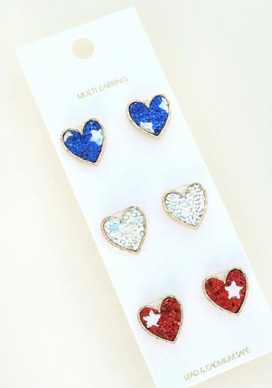 Red/White/Blue Heart Earrings