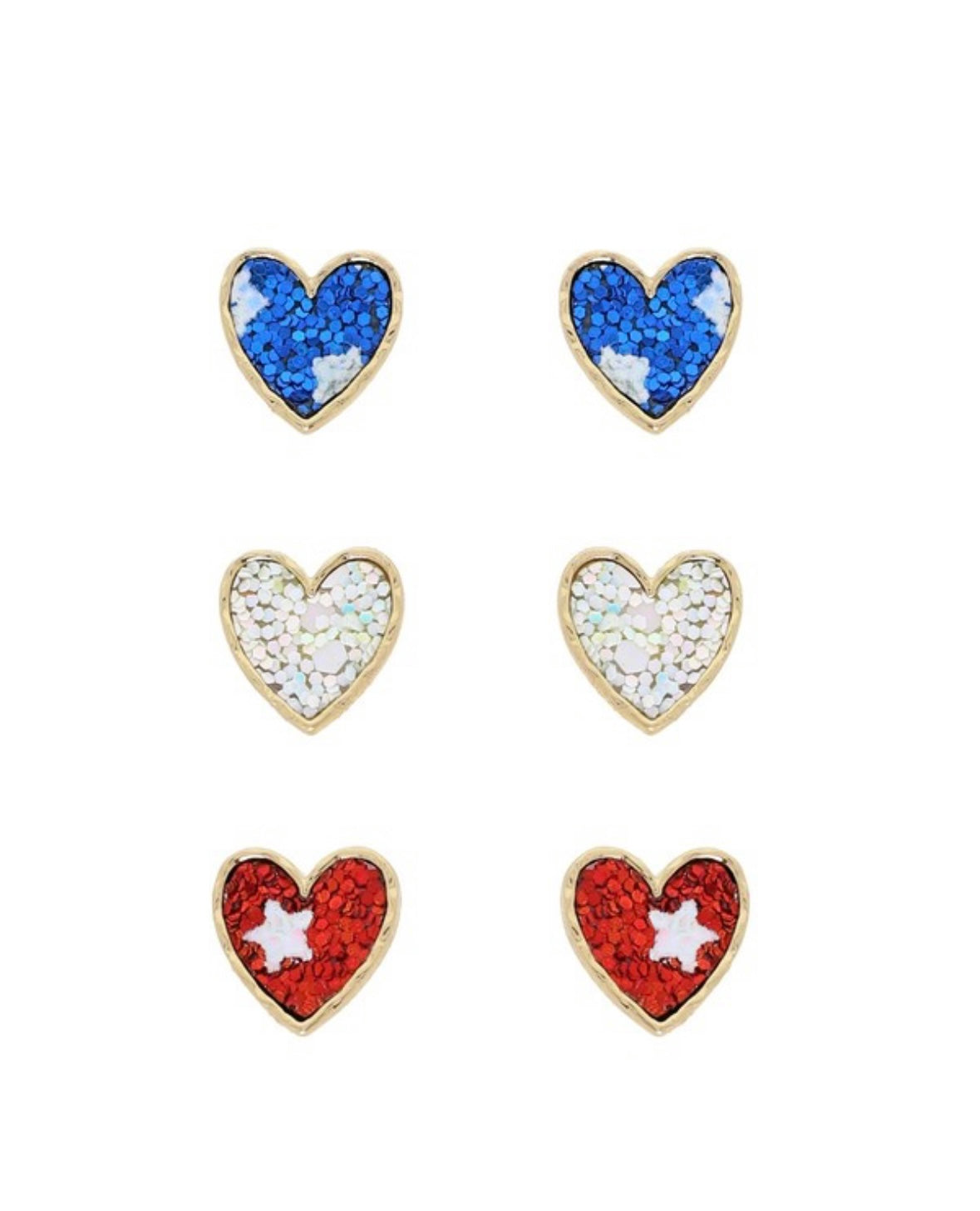 Red/White/Blue Heart Earrings