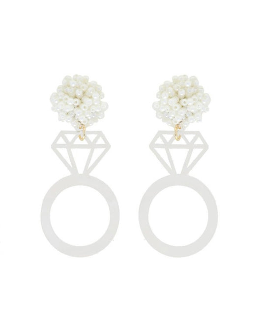 White Engagement “Ring” Earrings