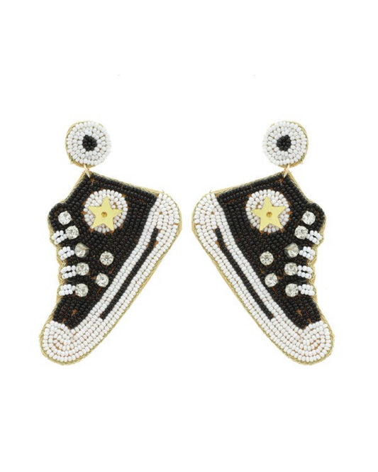 Black/Gold High Top Sneaker Earrings